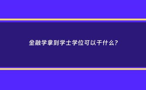 金融学拿到学士学位可以干什么？