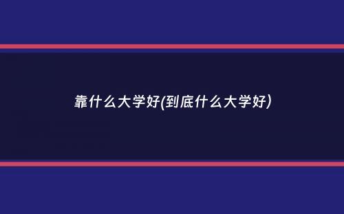 靠什么大学好(到底什么大学好）