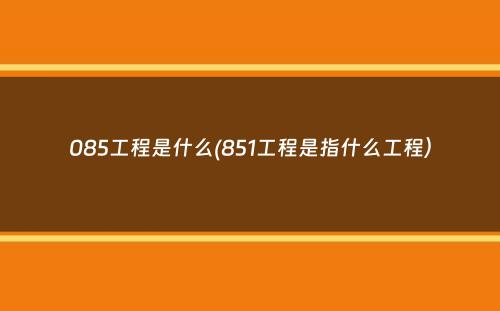 085工程是什么(851工程是指什么工程）