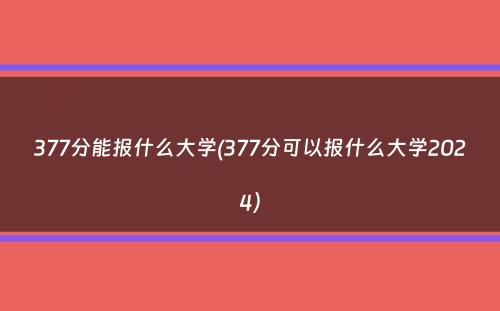 377分能报什么大学(377分可以报什么大学2024）