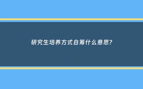 研究生培养方式自筹什么意思？