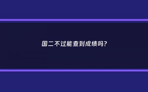 国二不过能查到成绩吗？