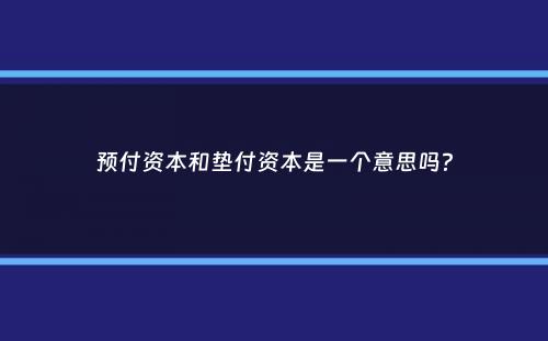 预付资本和垫付资本是一个意思吗？