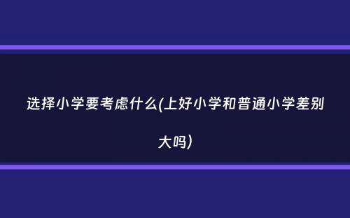 选择小学要考虑什么(上好小学和普通小学差别大吗）