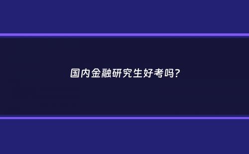 国内金融研究生好考吗？