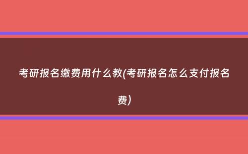 考研报名缴费用什么教(考研报名怎么支付报名费）