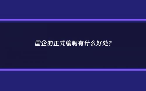 国企的正式编制有什么好处？