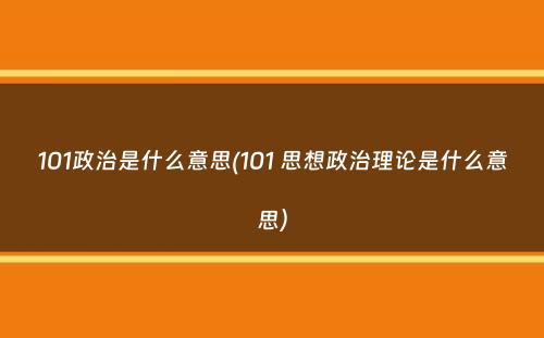 101政治是什么意思(101 思想政治理论是什么意思）