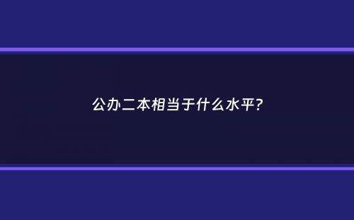 公办二本相当于什么水平？