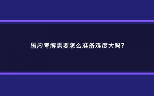 国内考博需要怎么准备难度大吗？