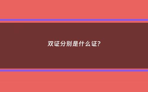 双证分别是什么证？