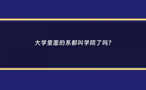 大学里面的系都叫学院了吗？