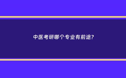 中医考研哪个专业有前途？