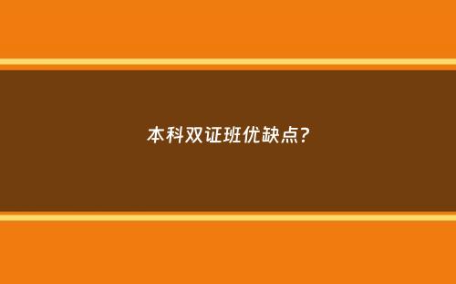 本科双证班优缺点？