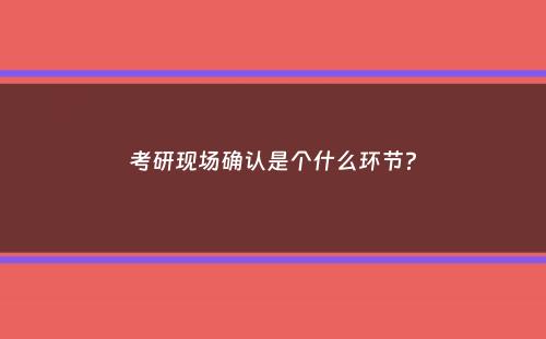 考研现场确认是个什么环节？