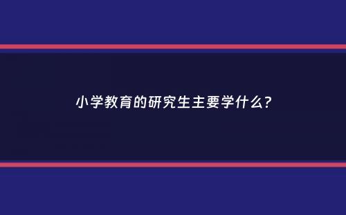 小学教育的研究生主要学什么？