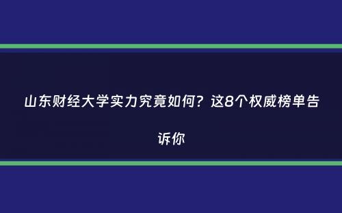 山东财经大学实力究竟如何？这8个权威榜单告诉你