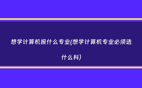 想学计算机报什么专业(想学计算机专业必须选什么科）