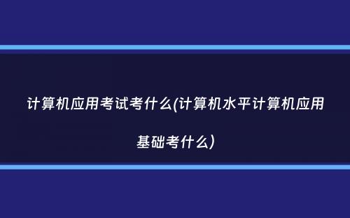 计算机应用考试考什么(计算机水平计算机应用基础考什么）