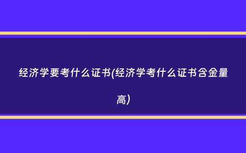 经济学要考什么证书(经济学考什么证书含金量高）