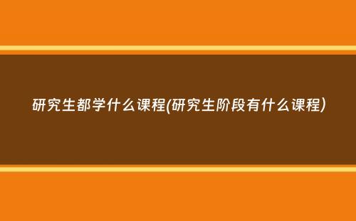 研究生都学什么课程(研究生阶段有什么课程）