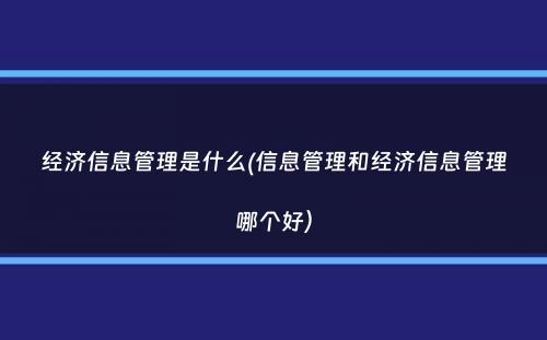 经济信息管理是什么(信息管理和经济信息管理哪个好）