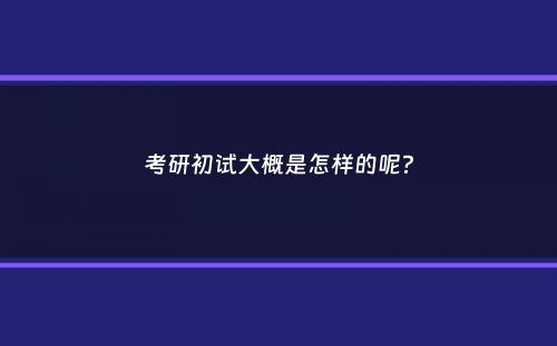 考研初试大概是怎样的呢？