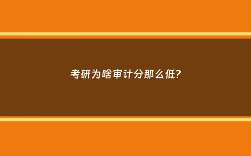 考研为啥审计分那么低？