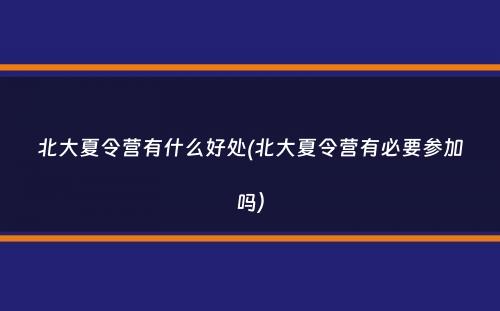 北大夏令营有什么好处(北大夏令营有必要参加吗）