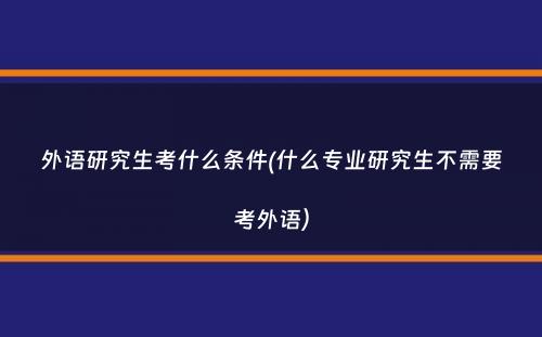 外语研究生考什么条件(什么专业研究生不需要考外语）