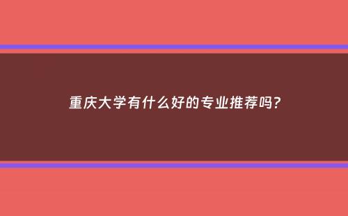 重庆大学有什么好的专业推荐吗？