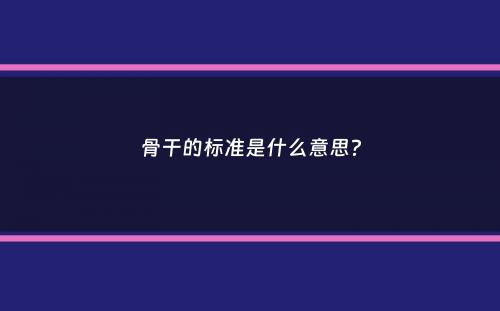 骨干的标准是什么意思？