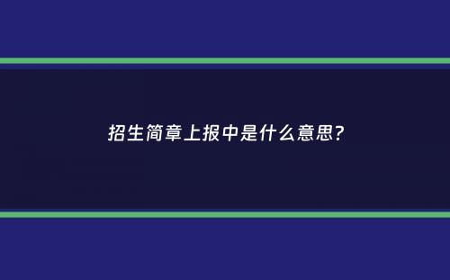 招生简章上报中是什么意思？