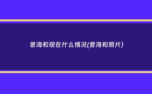 曾海和现在什么情况(曾海和照片）