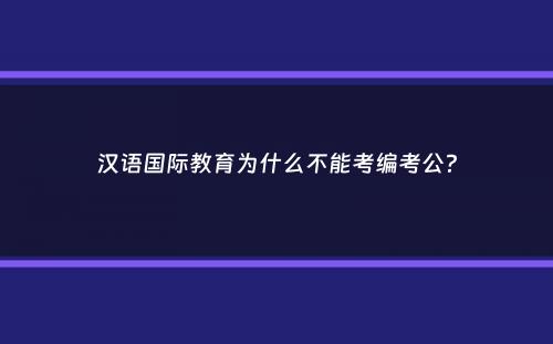 汉语国际教育为什么不能考编考公？