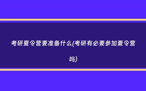 考研夏令营要准备什么(考研有必要参加夏令营吗）