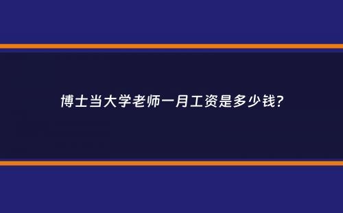 博士当大学老师一月工资是多少钱？