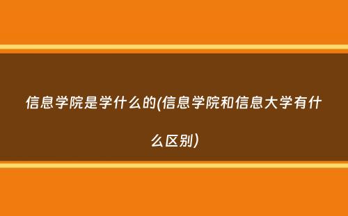 信息学院是学什么的(信息学院和信息大学有什么区别）