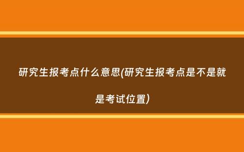 研究生报考点什么意思(研究生报考点是不是就是考试位置）