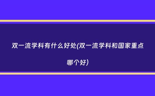 双一流学科有什么好处(双一流学科和国家重点哪个好）