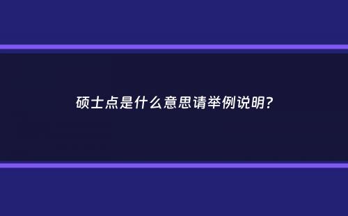 硕士点是什么意思请举例说明？