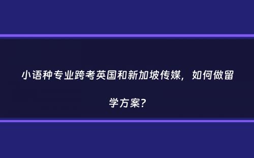 小语种专业跨考英国和新加坡传媒，如何做留学方案？