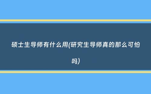 硕士生导师有什么用(研究生导师真的那么可怕吗）