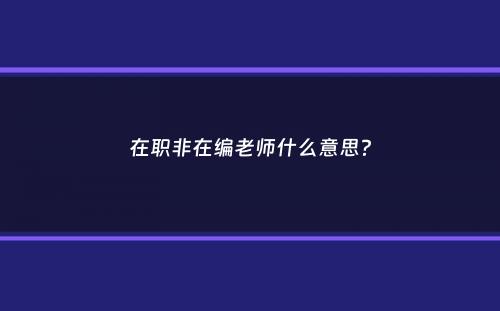 在职非在编老师什么意思？