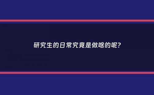 研究生的日常究竟是做啥的呢？