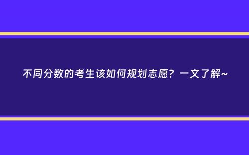 不同分数的考生该如何规划志愿？一文了解~