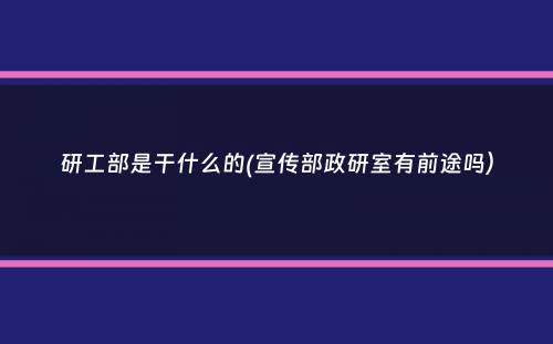 研工部是干什么的(宣传部政研室有前途吗）