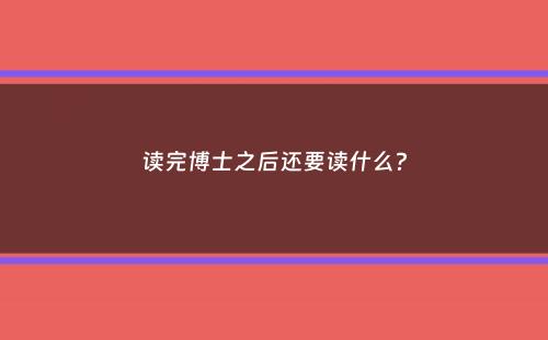 读完博士之后还要读什么？