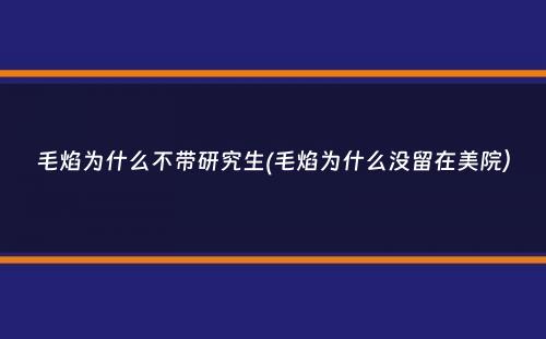 毛焰为什么不带研究生(毛焰为什么没留在美院）