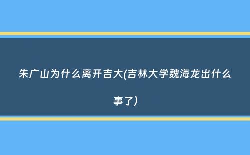 朱广山为什么离开吉大(吉林大学魏海龙出什么事了）